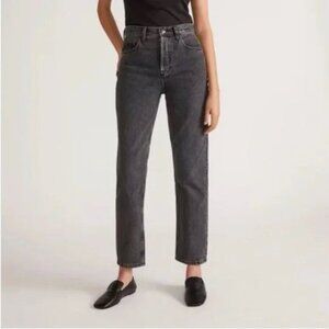 Everlane Cheeky Jean Crop 26" Gray Washed Black Slim Straight Leg Stretch EUC